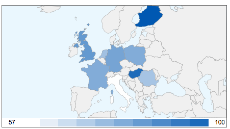 Mapa Európy pre export.