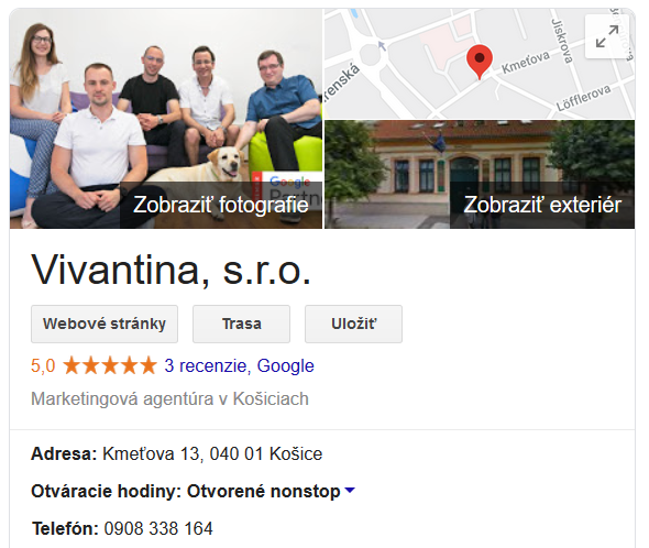 Vivantina na Google Moja firma