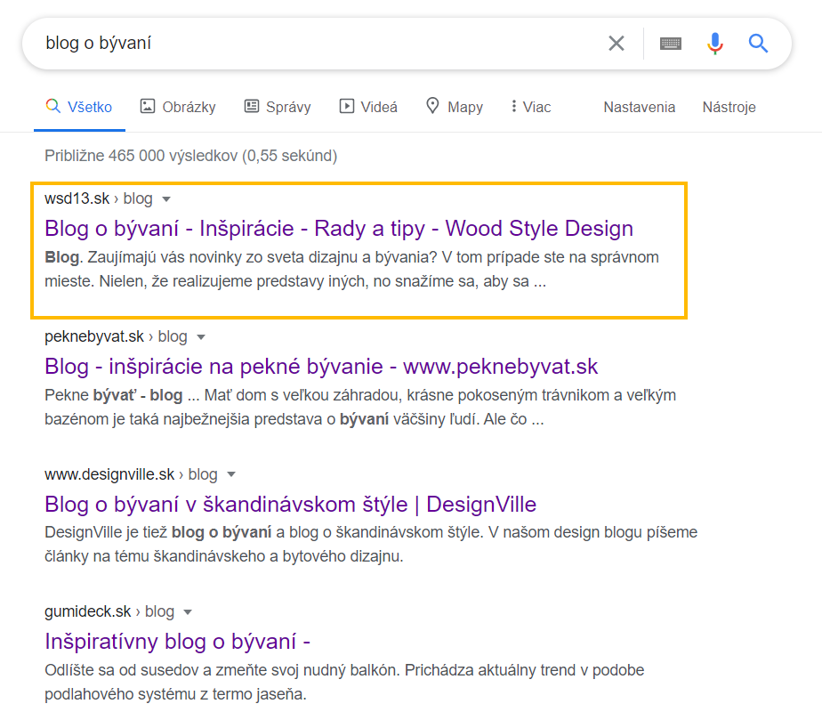 <p style="text-align: center">Search for the term "blog about housing" (February 10, 2021, Prešov)</p> vyhladavanie - wsd
